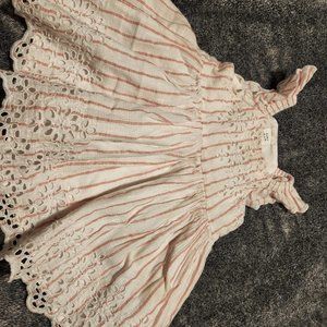 Baby Gap cream and pink Striped Dress  8-12 mos